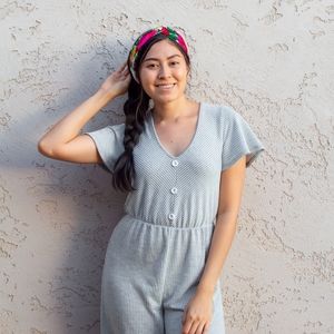 Comfy Grey Striped Romper